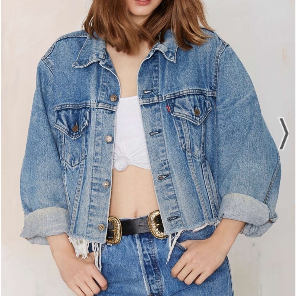 Nasty Gal After Party / Hillary Cropped M/L denim slightly distressed jacket